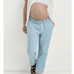 Light Blue Elastic Waist Relaxed Fit Women's Pants